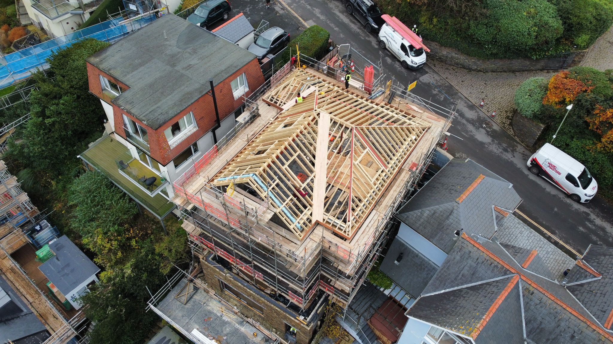 Kingswear New Roof Construction Aerial