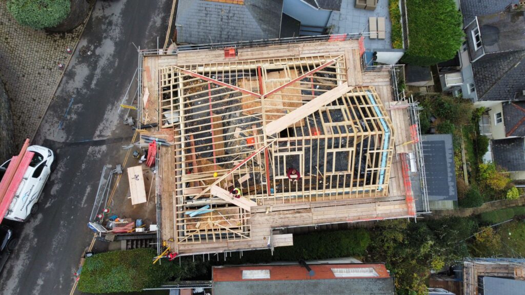 Kingswear New Roof Construction Aerial