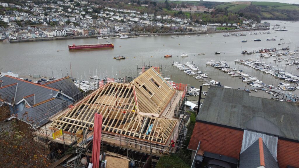 Kingswear New Roof Construction Aerial