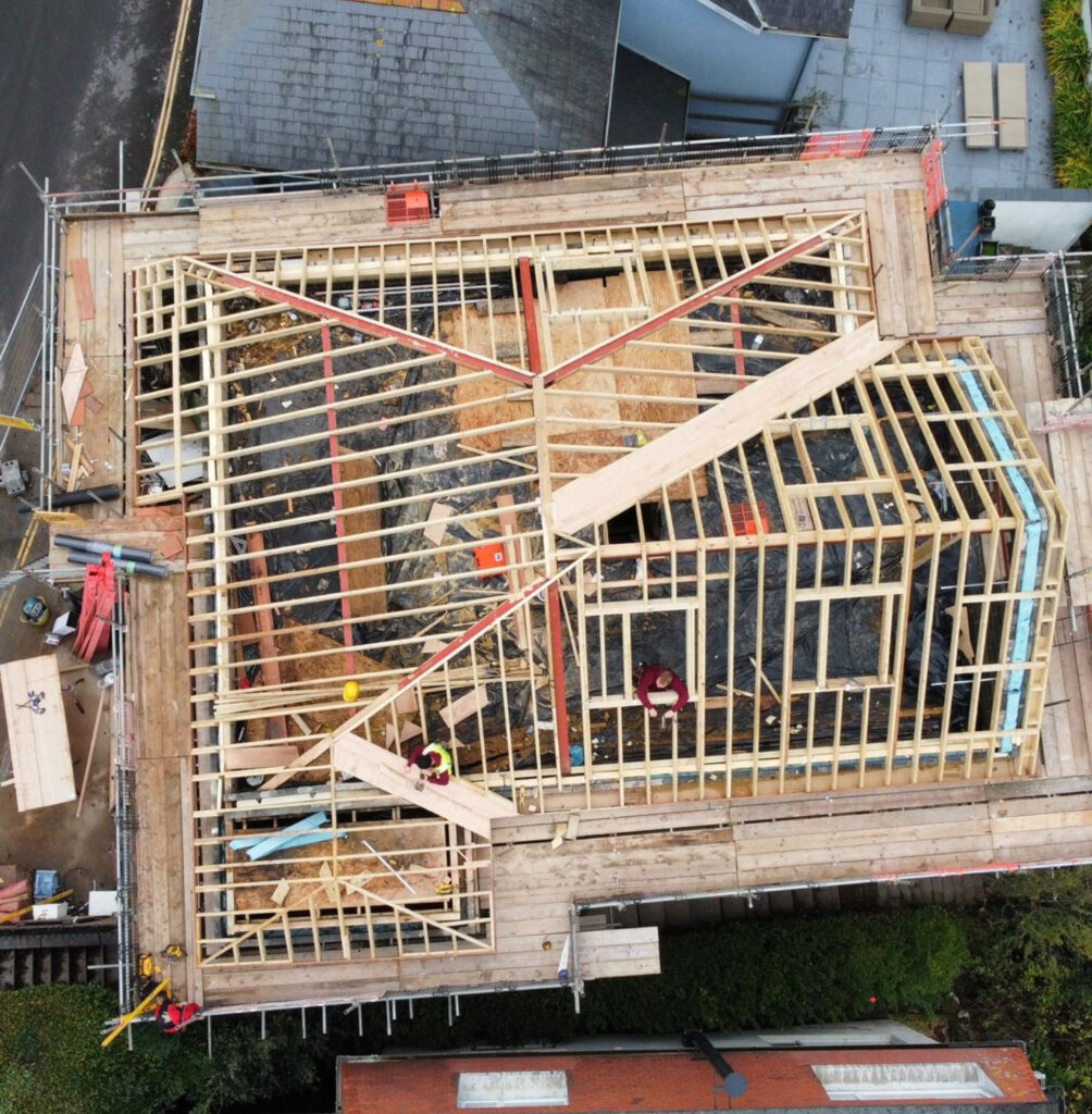 Kingswear New Roof Construction Aerial