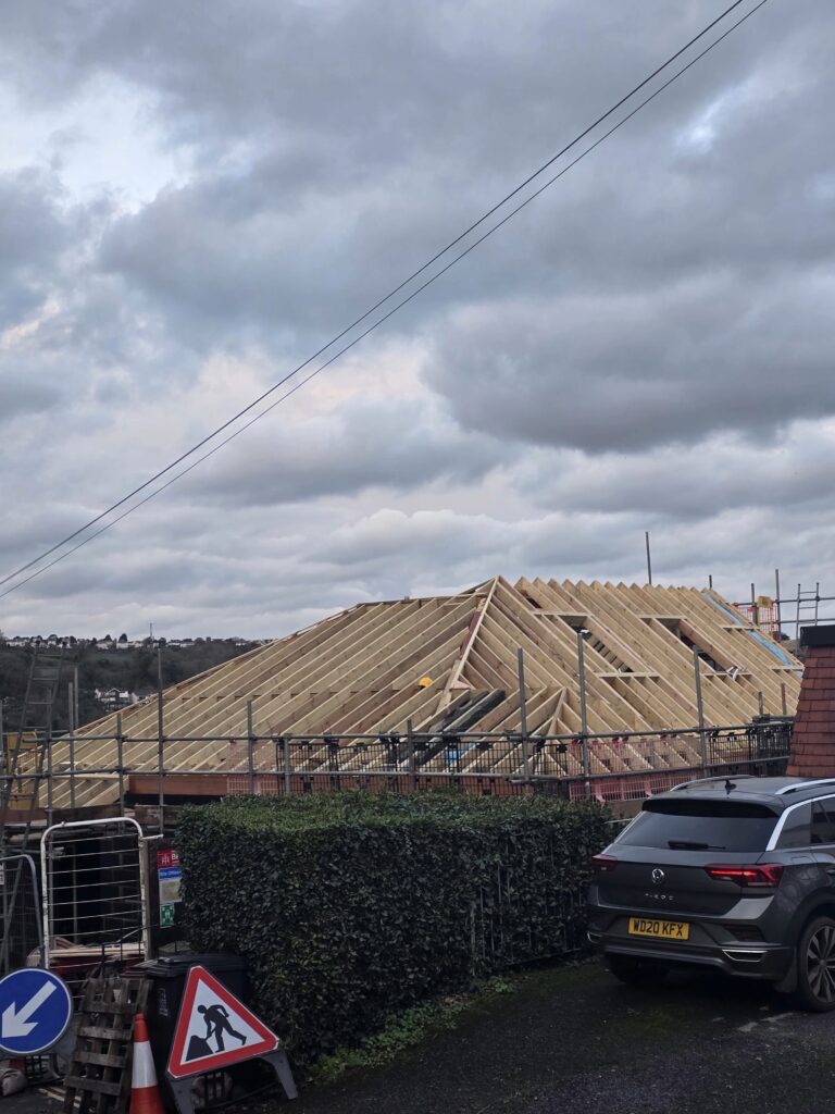 Kingswear New Roof Frame Road View