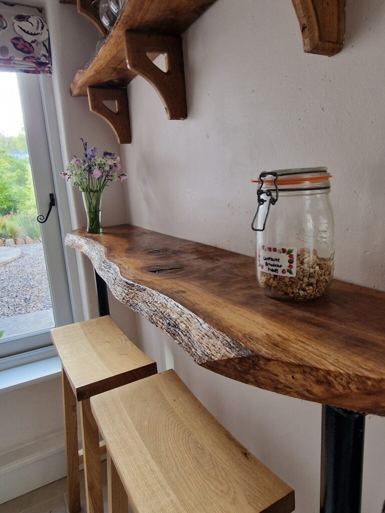 South Devon Rustic Timber Breakfast Bar Detail