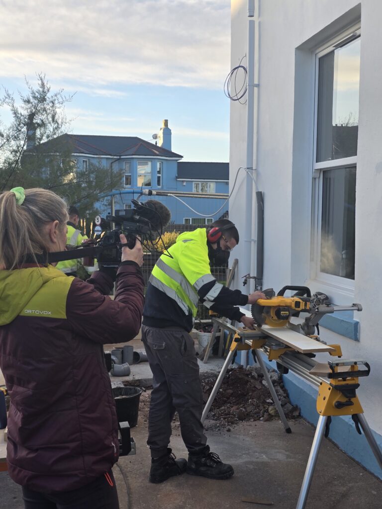 Redwood team carrying out carpentry work at YMCA Paignton